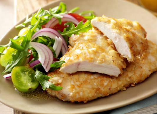 Almond Chicken with Tomato Rocket Salad