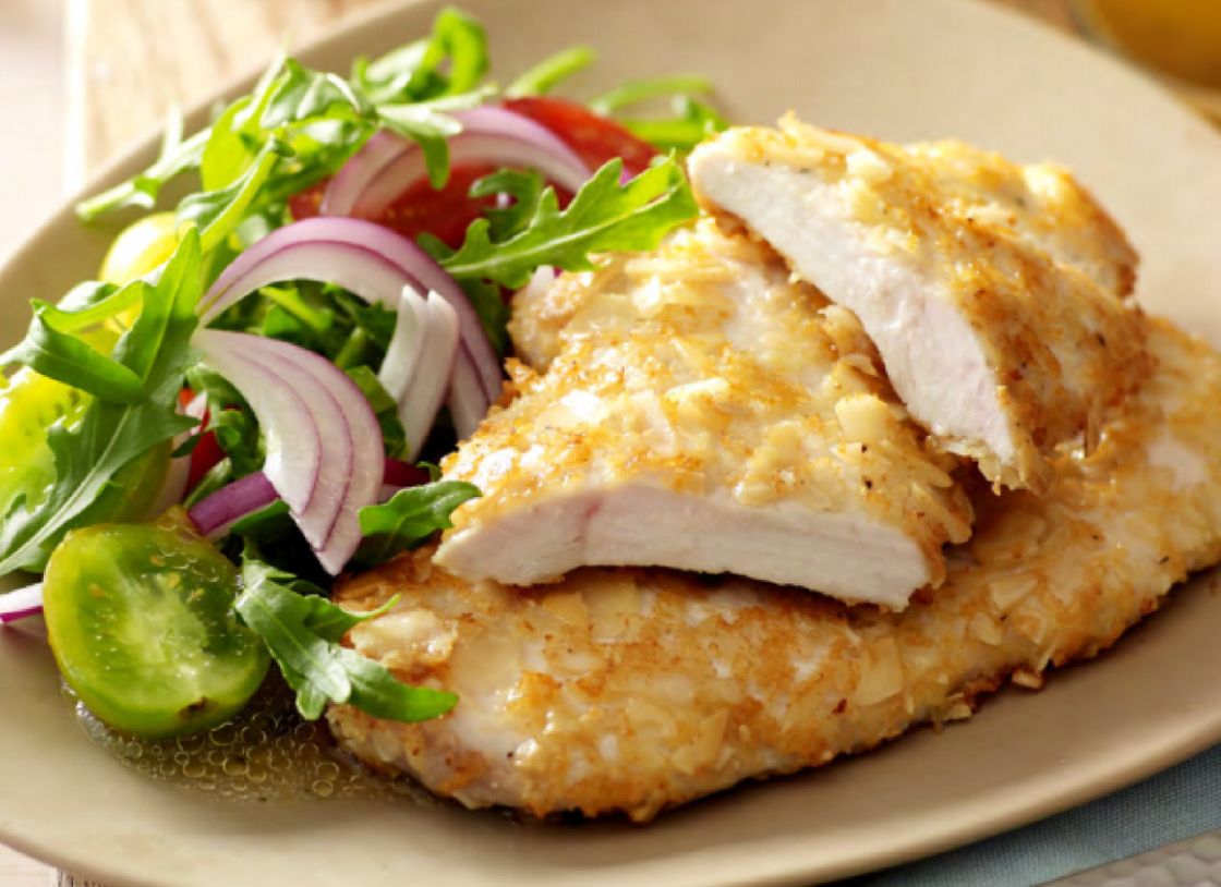 Almond Chicken With Tomato Rocket Salad