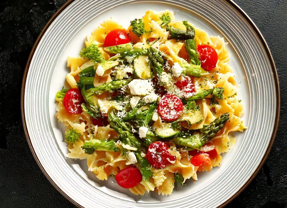 Asparagus, Zucchini, Chilli & Feta Farfalle