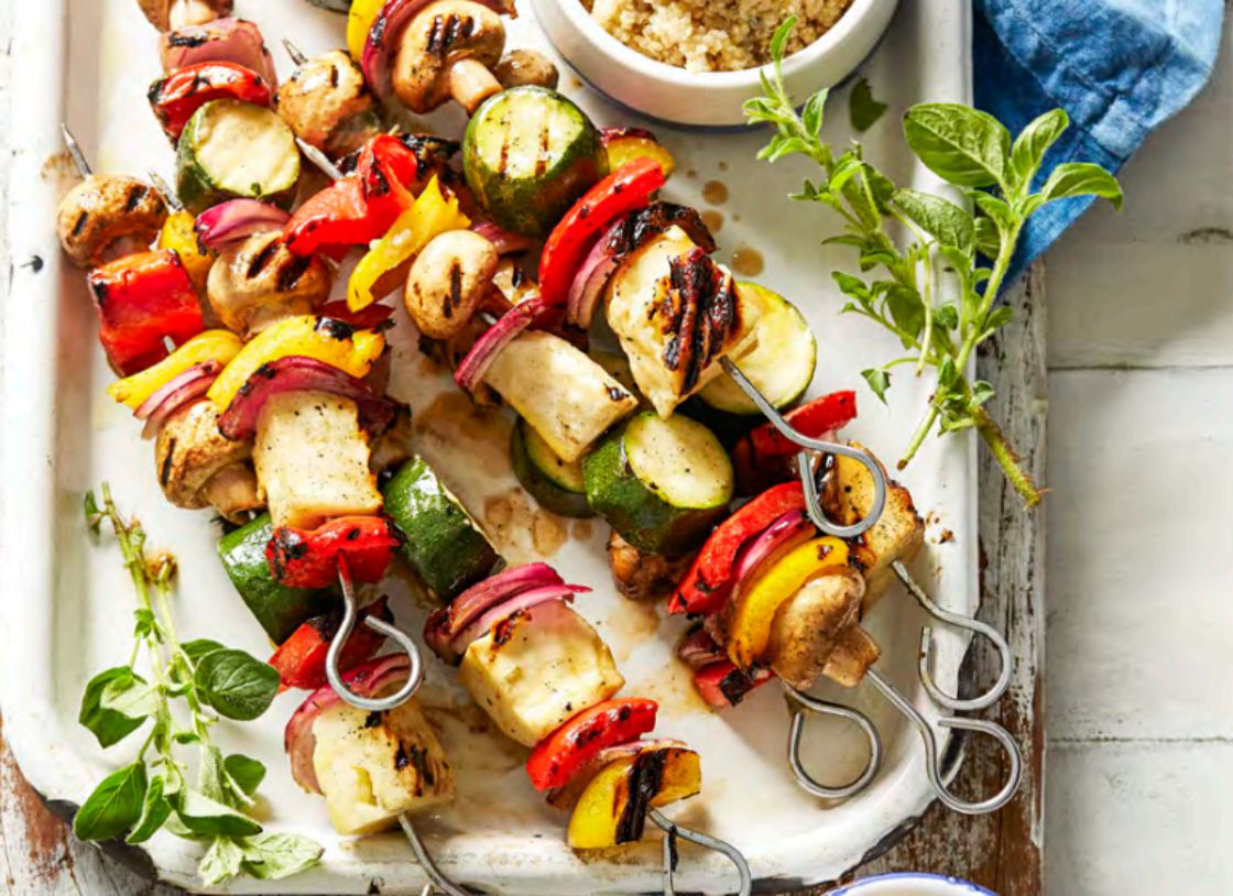 Chicken And Vegetable Skewers With Quinoa