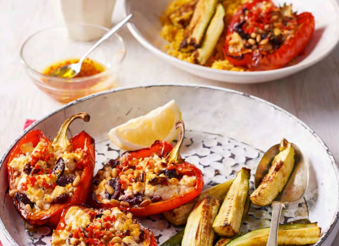 Baked Feta Capsicums With Pumpkin Couscous