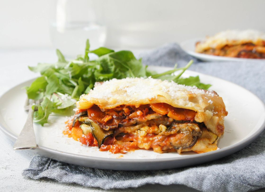 (Almost Ready) Vegetarian Lasagne With Pear And Rocket Salad
