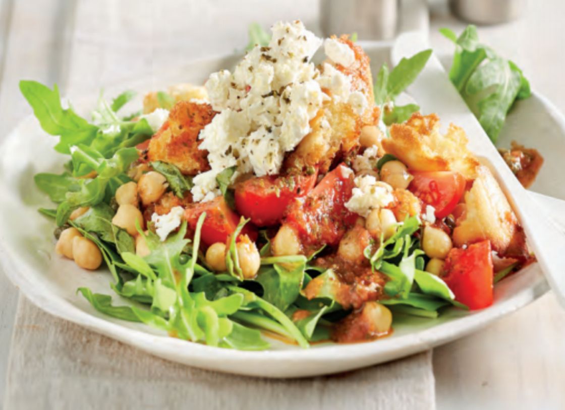Chickpea And Feta Panzanella Salad