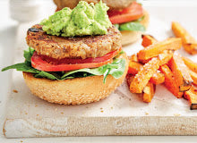 Lentil Burgers With Sweet Potato Chips