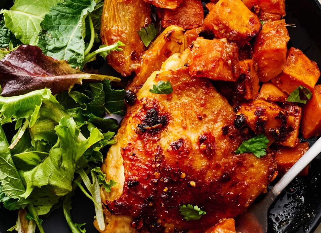 Miso-Glazed Chicken With Roasted Sweet Potatoes (G-F)