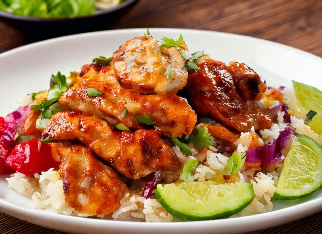 Plum Chicken With Rice Salad