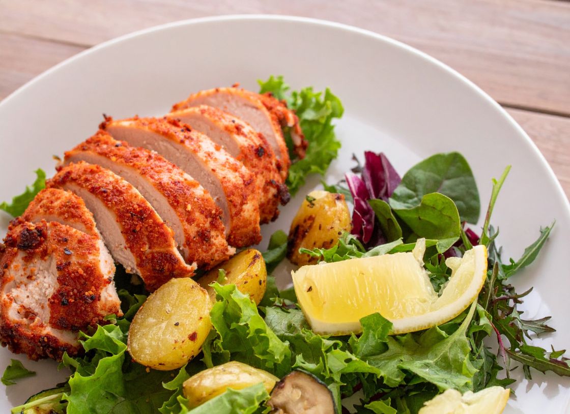 Grilled Bbq Spiced Chicken And Roasted Veggie Delight