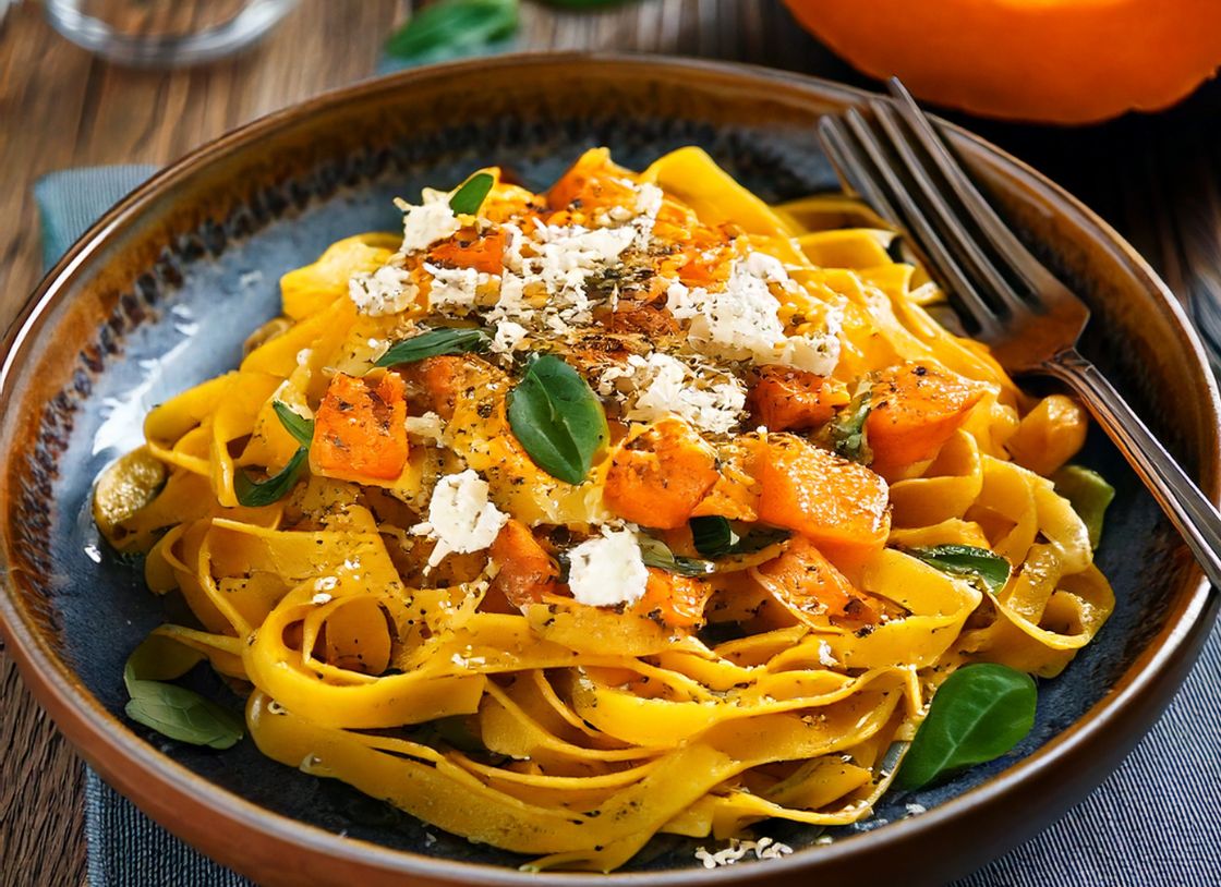 Creamy Fetta & Roasted Pumpkin Fettuccine