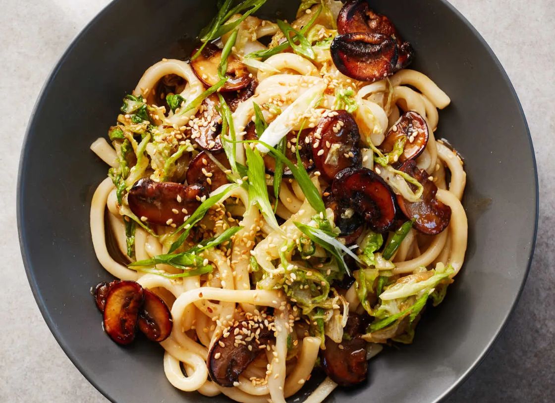 Honey-Glazed Mushrooms With Udon
