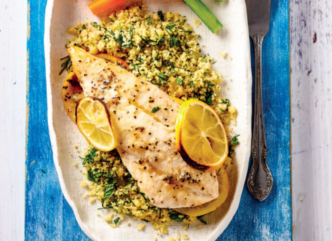 Lemon Pepper Baked Port Phillip Flake With Herb Couscous