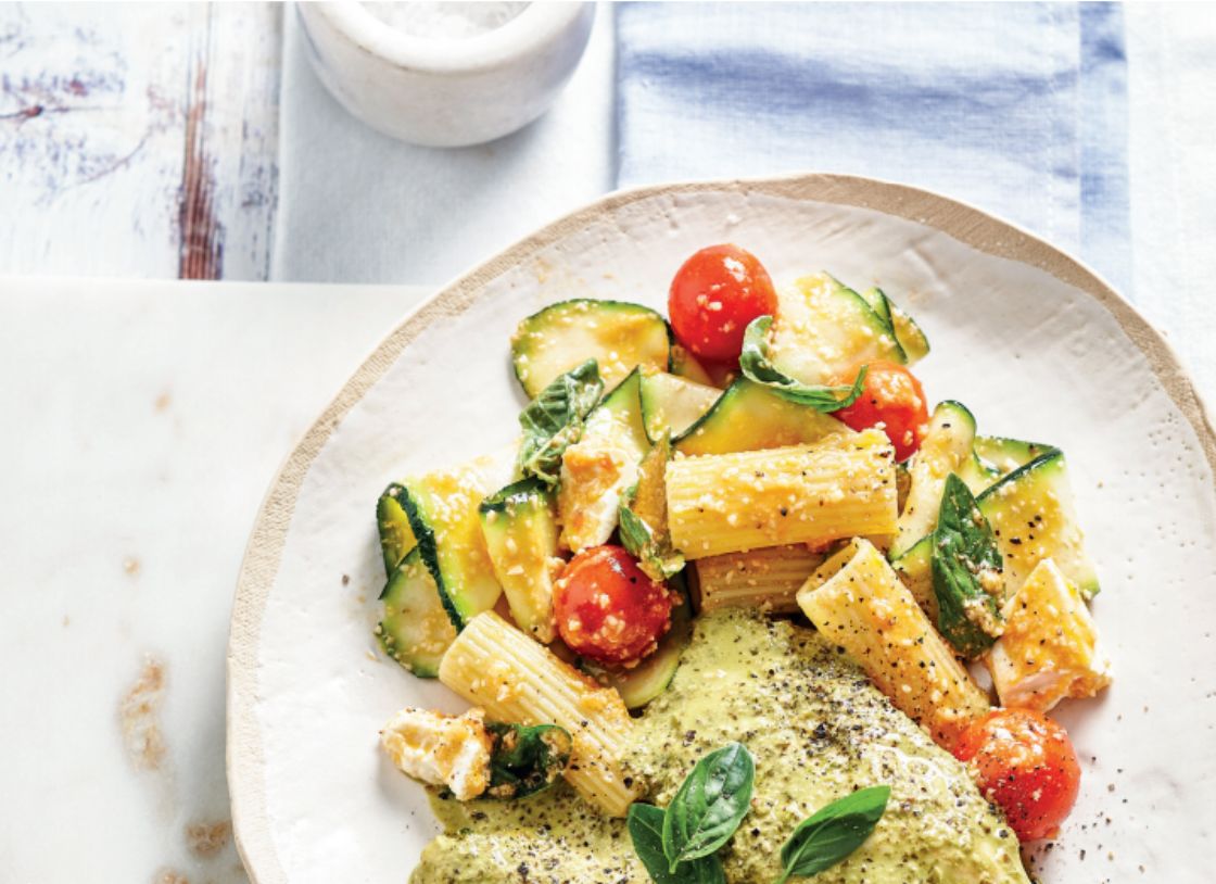 Pesto Chicken With Tomato, Zucchini Pasta Salad