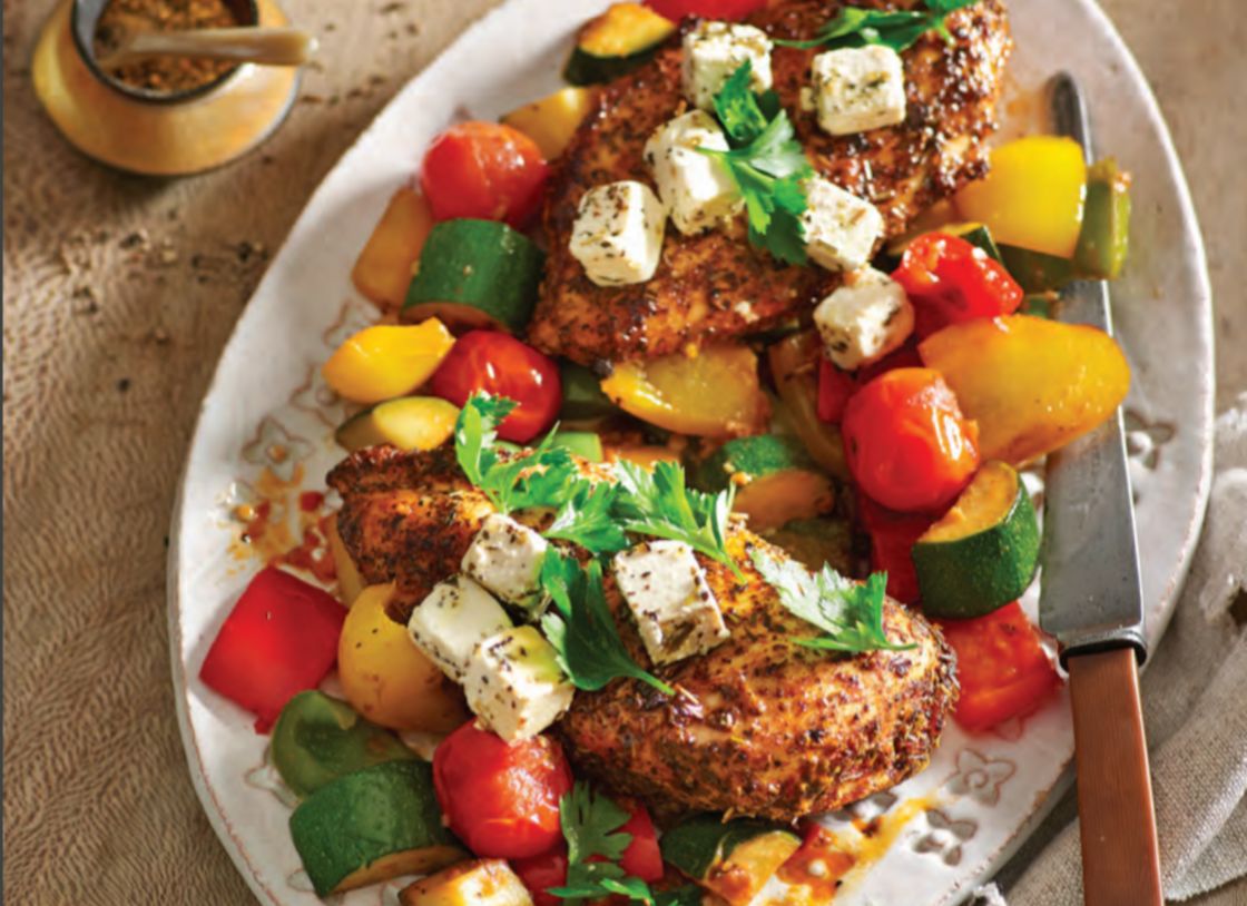 Herbed Chicken With Vegetable Medley And Feta