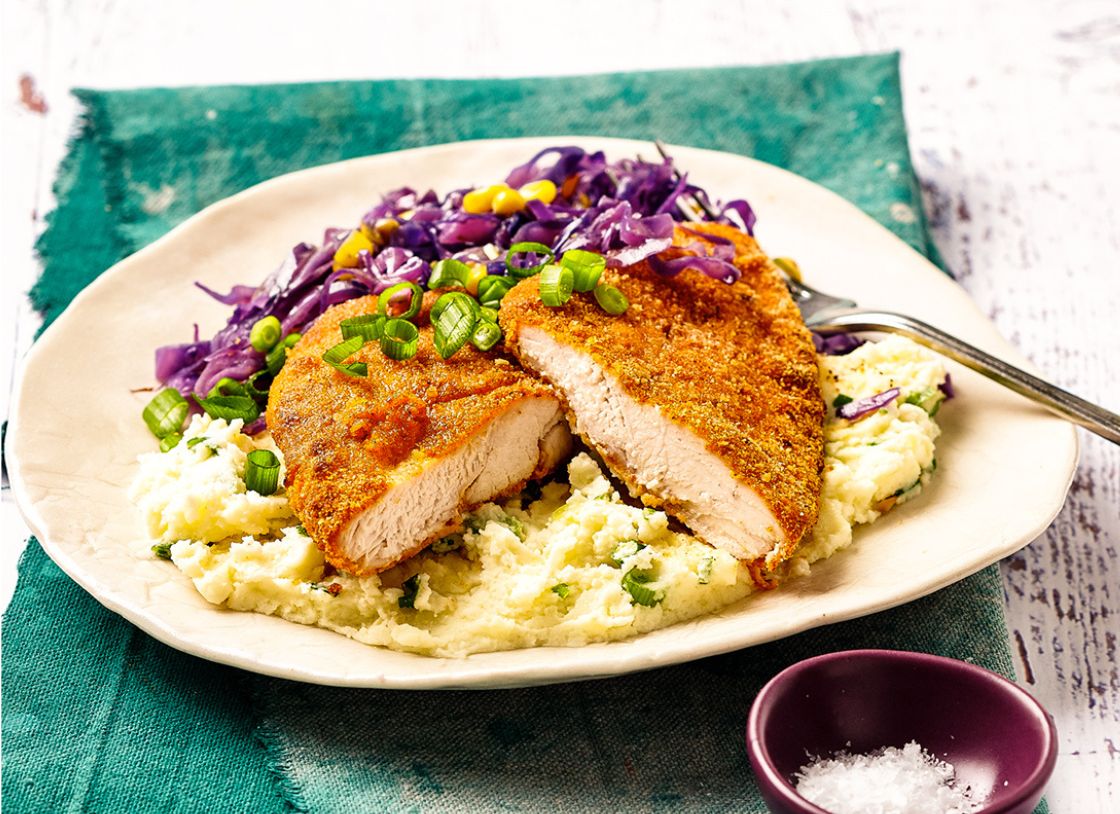 Crispy Chicken With Ranch Mash