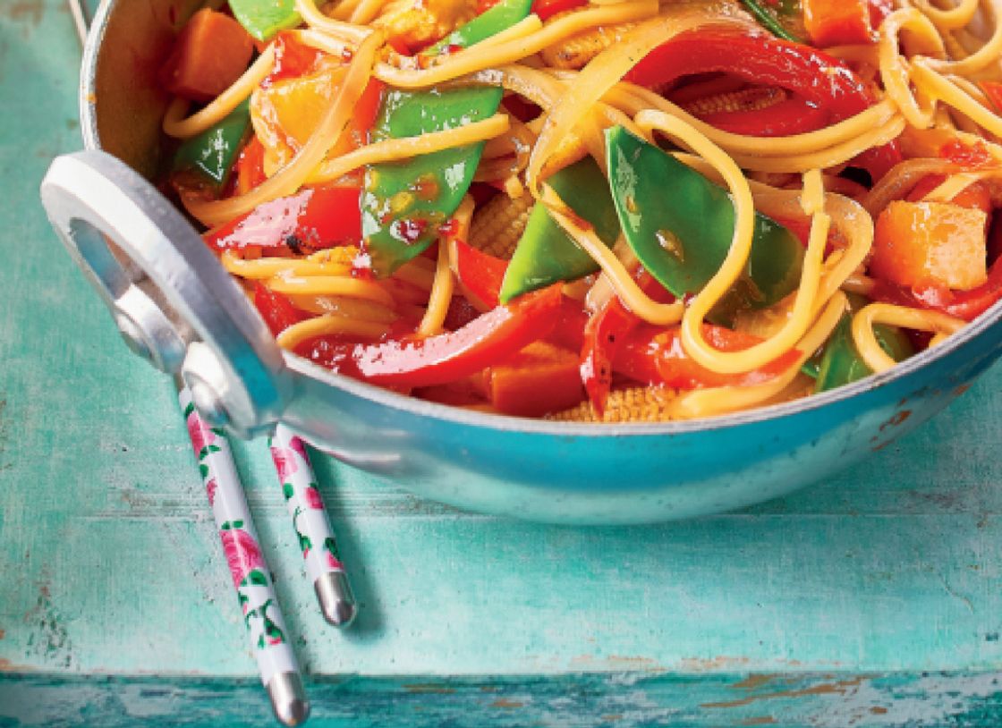Sweet Potato, Corn And Noodle Stir-Fry