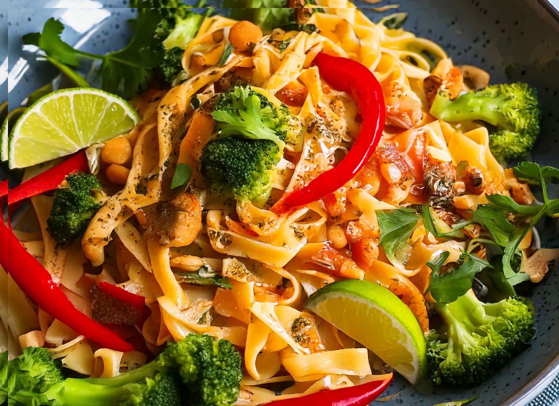 One-Pan Fettuccine Curry With Vegetables