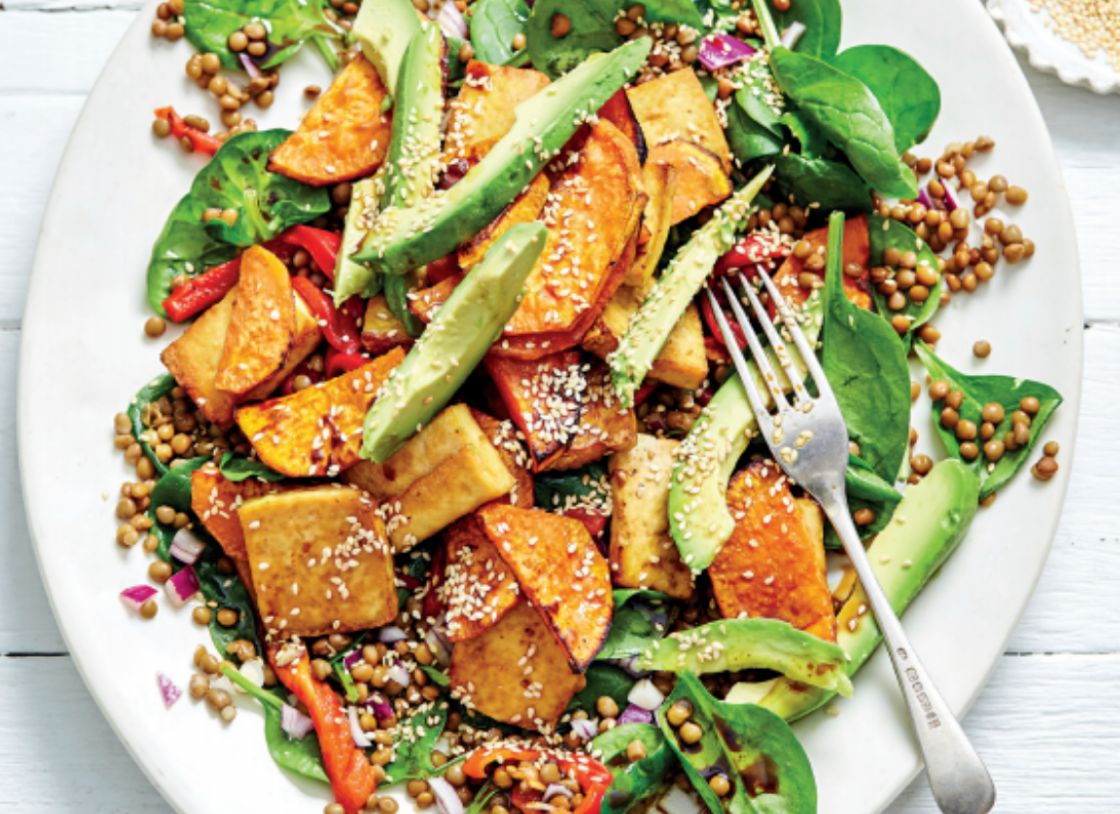 Roast Sweet Potato, Tofu And Salad