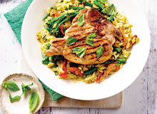 Pork With Pesto Risoni Greens