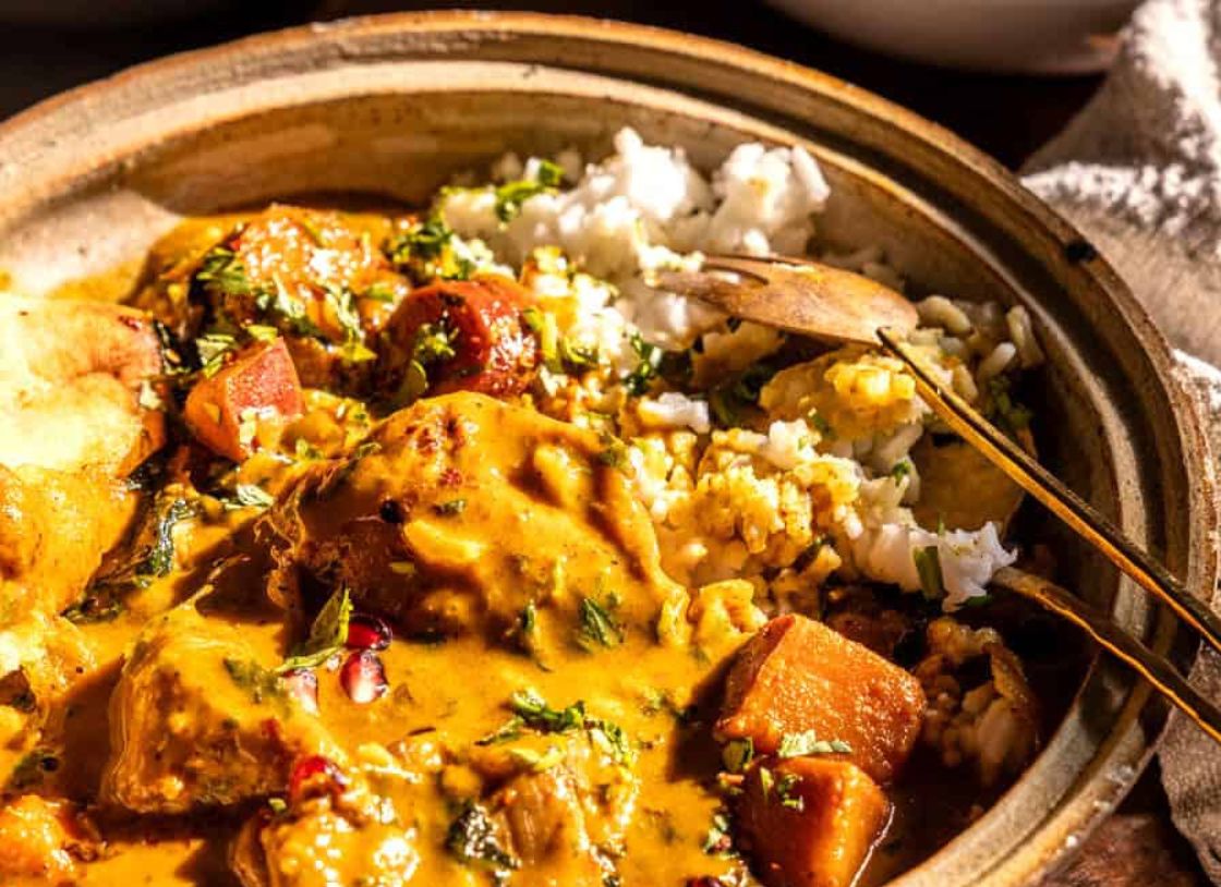 Indian Chicken Sweet Potato Curry With Basmati Rice