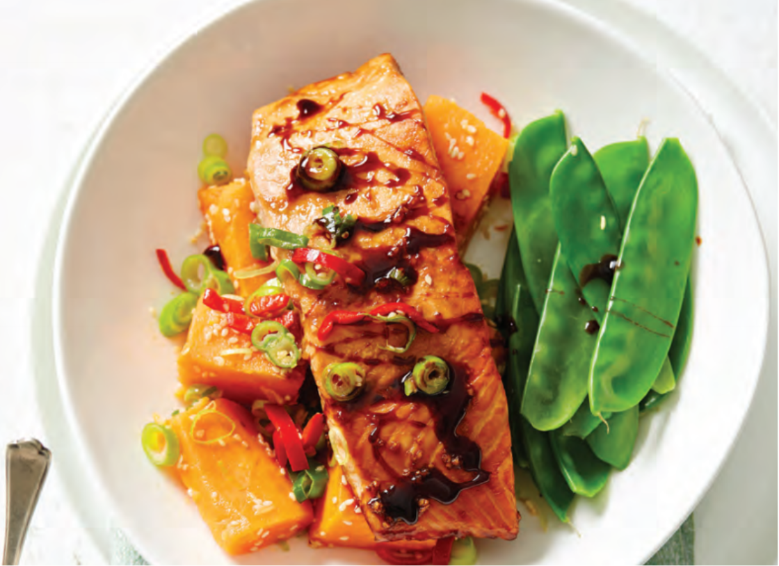 Teriyaki Salmon With Chilli Sesame Sweet Potato