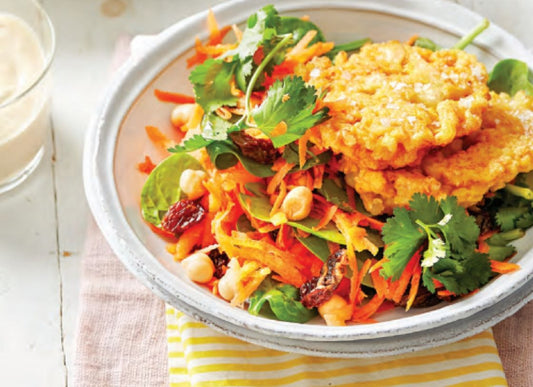 Curry Cauliflower Fritters With Salad