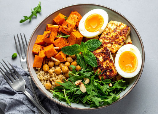 Sweet Potato, Quinoa &amp; Haloumi Bowl With Peppery Rocket