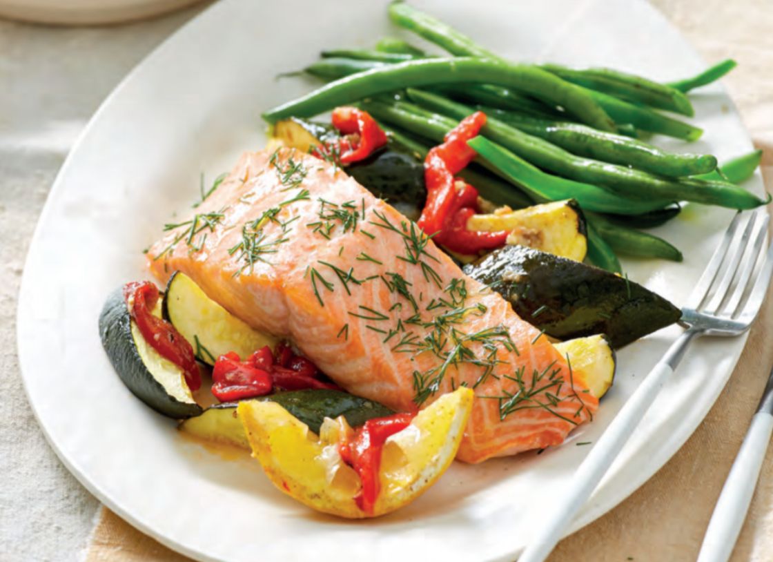Roast Salmon With Zucchini And Lemon