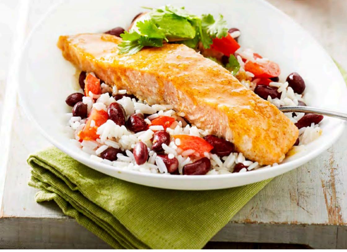 Chilli Baked Salmon With Mexican Rice