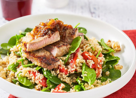 Aged Sirloin Steak, Quinoa Salad With Honey Onion Dressing (G-F)