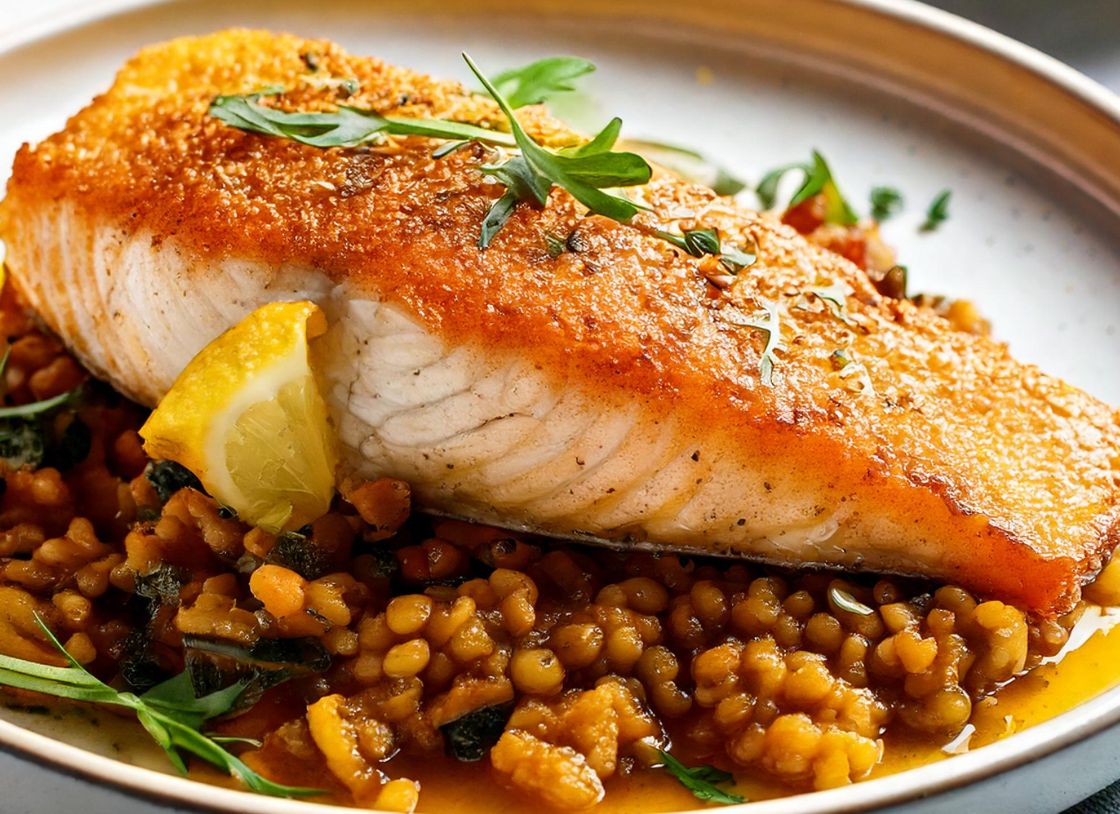 Crispy Barramundi With Lentil Ragout