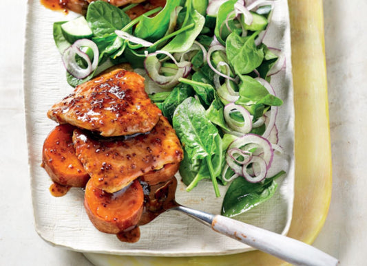Apricot Mustard Pork With Sweet Potato