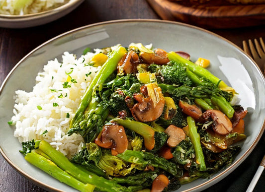 Wombok And Vegetable Stir-Fry With Jasmine Rice