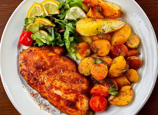 Tajin-Seasoned Chicken With Roasted Chat Potatoes And Mixed Salad